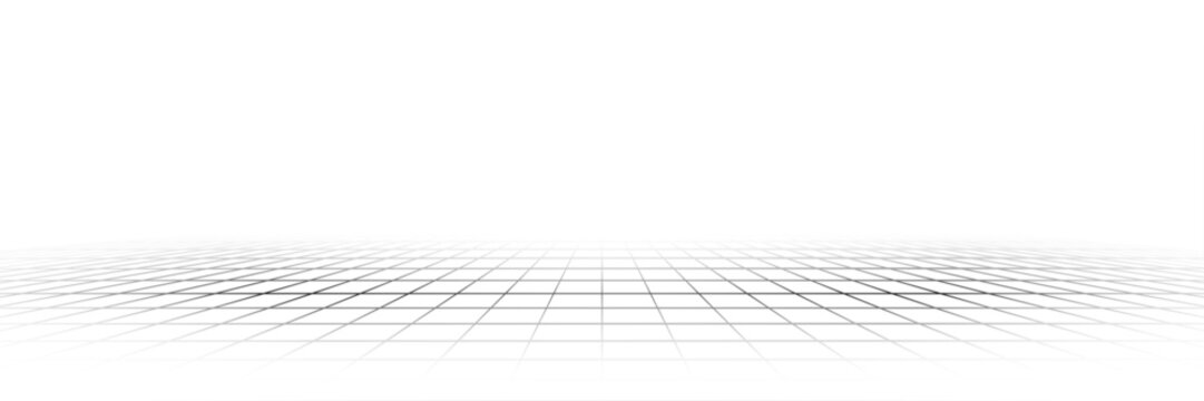 3d grid wireframe floor lines background with and abstract white pattern. Futuristic tech space with vector ai mesh for data visualization. Cyber geometric network with digital land concept template.