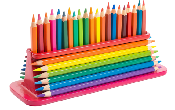 Tools of Creativity Brightly Displayed as Rainbow Pencils in a Cup