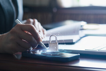 Securing data on a mobile device with a pen