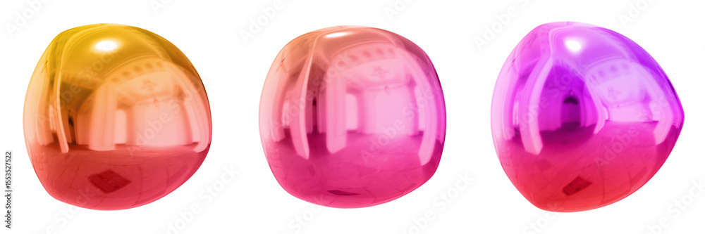 Fototapete 3d abstract shape objects, 3d rendering metallic gradient shape design element, futuristic, shiny de