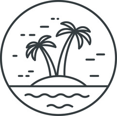 Tropical Island Paradise Icon - Travel & Vacation Destination