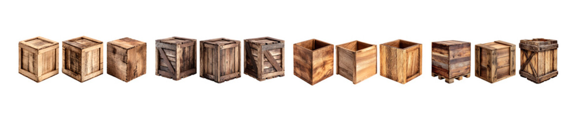 Pack of Intricate Wooden Cubes A Collection of Unique Designs against transparent Background