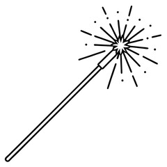 Sparkler Stick – Minimalist Line Art Icon
