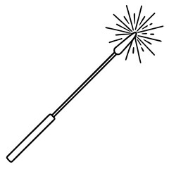 Sparkler Stick – Minimalist Line Art Icon