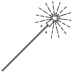 Sparkler Stick – Minimalist Line Art Icon
