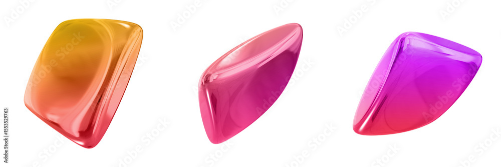 Fototapete 3d abstract shape objects, 3d rendering metallic gradient shape design element, futuristic, shiny de