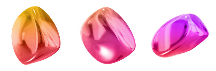 3D Abstract Shape Objects, 3d rendering metallic gradient shape design element, futuristic, shiny design
