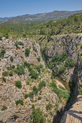 Beautiful Turia river valley and canyon in Chulilla