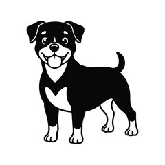 Obraz premium Stylized Rottweiler dog with large eyes silhouette isolated on white background