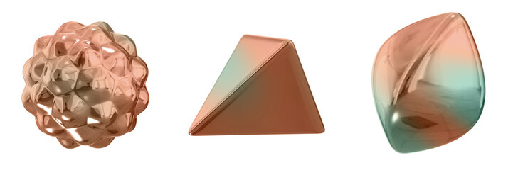 3D Abstract Shape Objects, 3d rendering metallic gradient shape design element, futuristic, shiny design
