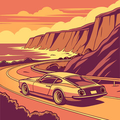 retro car on the beach