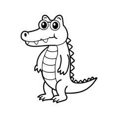 Obraz premium Smiling crocodile character silhouette isolated on white background