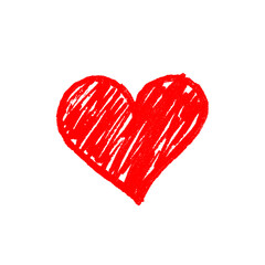 Hand-Drawn Red Heart PNG - Solid Love Symbol, Doodle Icon, or Artistic Valentine's Day Element, pencil marker doodle