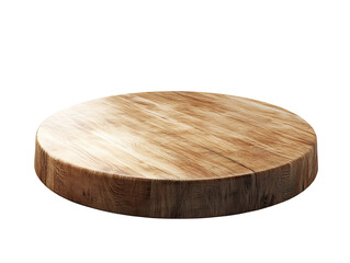 3D Of Round Wooden Display Platform on Transparent Background