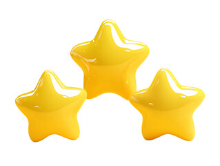 3D Of Three Glossy Yellow Stars on Transparent Background