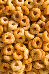 Close-up of crispy cereal rings for breakfast 