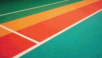 Tennis court diagonal view, showing baselines and service lines, texture, sporting