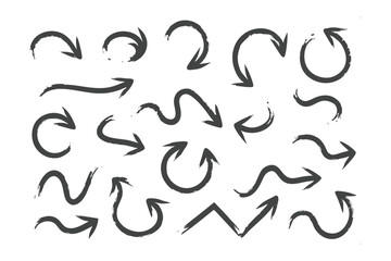 Diverse Arrows Set: A collection of stylized arrows, each pointing in different directions, forms a dynamic visual guide, showcasing variety in direction and design.