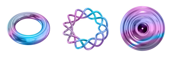 3D Abstract Shape Objects, 3d rendering metallic gradient shape design element, futuristic, shiny design
