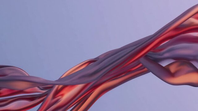 Elegant flowing abstract shapes in pink and purple tones on blue background, surreal 3D waves, minimal digital composition.