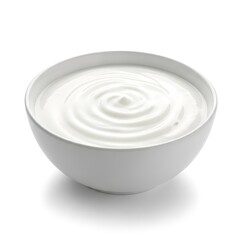 Creamy White Yogurt in a White Bowl Swirled Texture Dairy Product Food Photography image
