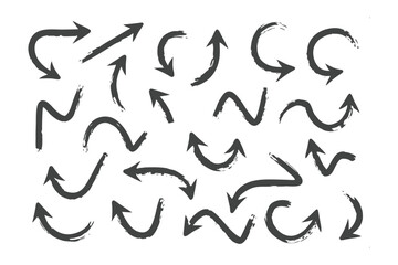 Navigational Arrows in Motion: A collection of hand-drawn arrows of different shapes, sizes and directions, symbolizing guidance, movement, and progress.