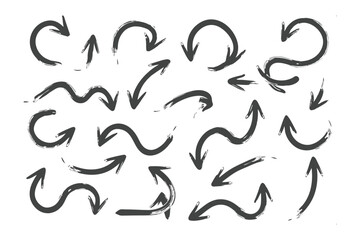 Directional Arrows: A set of hand-drawn arrows in various shapes and orientations, offering a versatile and dynamic graphic element.