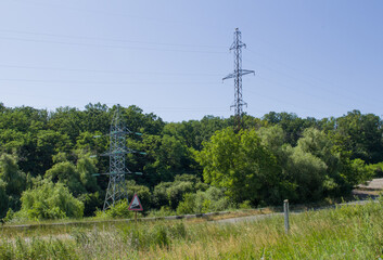 Power lines in a field