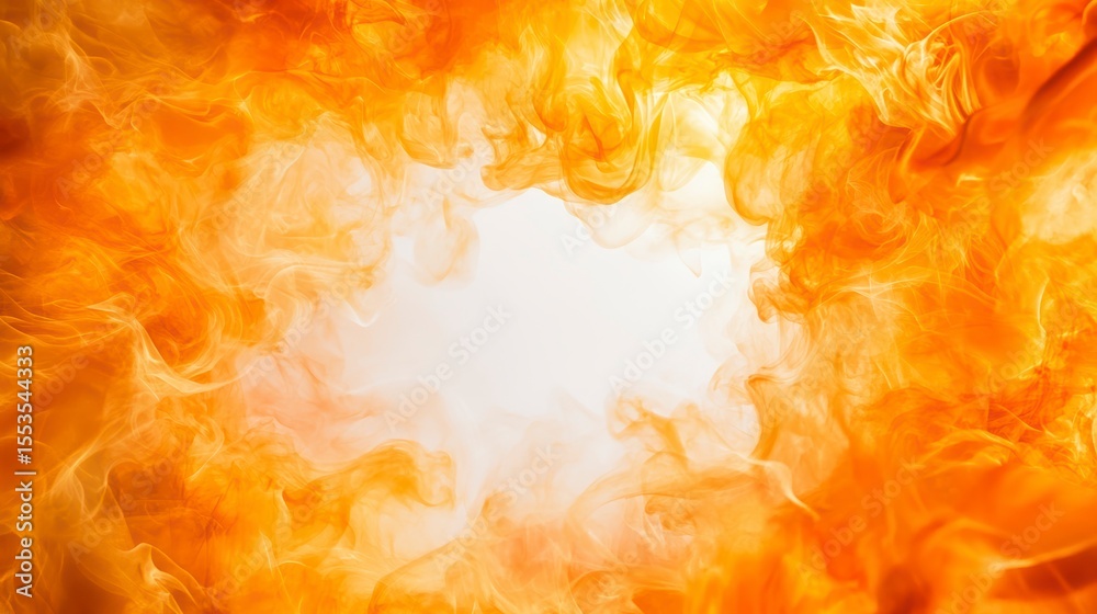 Canvas Prints abstract orange swirls creating a frame with white center.