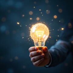 Lightbulb idea in hand innovation concept