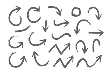 Directional Symbols: A collection of diverse arrow and circular symbols in a vector-based graphic design for various directional applications.