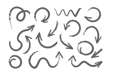 Arrows Selection: A collection of hand-drawn arrows, each uniquely shaped and angled, offer versatile design elements for direction and emphasis.