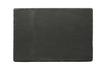 Black slate plate isolated on transparent background, ideal for presenting culinary creations or adding a touch of elegance