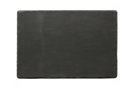 Black slate plate isolated on transparent background, ideal for presenting culinary creations or adding a touch of elegance