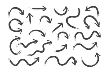 Arrow Direction Set: A versatile set of hand-drawn arrows pointing in various directions, perfect for visual communication and design, simple style.