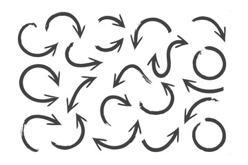 Fototapeta premium Hand-drawn Arrow Set: A diverse collection of hand-drawn arrows, showcasing various styles, curves, and directions. Perfect for adding a unique, artistic touch to your designs. 