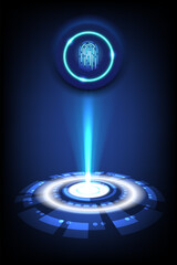 Futuristic digital fingerprint scanner interface