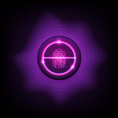 Futuristic digital fingerprint scanner interface