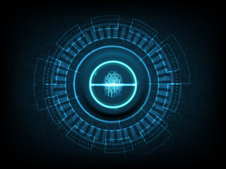 Futuristic digital fingerprint scanner interface