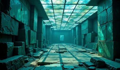 Azure And Emerald Glass Labyrinth: Mysterious Subterranean Realm Of Delicate Serenity