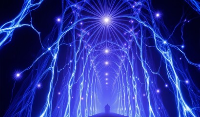 Bioluminescent Cathedral Interior: Ethereal Neural Networks, Organic Architecture, Serene Mystery