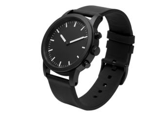 Sleek Black AnalogDigital Smartwatch with Fabric Band isolated on transparent background