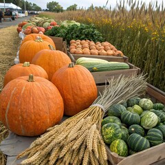 Pumpkin vegetables grain food crops ,