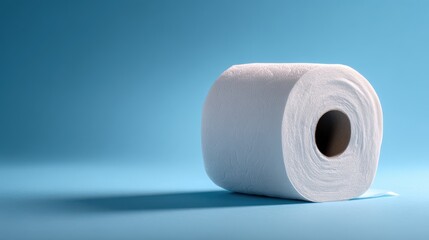 Obraz premium One toilet paper roll isolated on blue background.