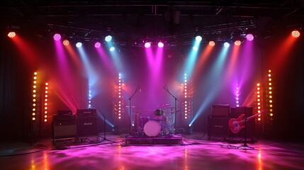 A Vibrant Stage Setup for a Live Music Performance