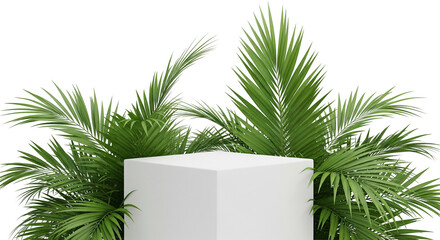 Tropical Palm Leaf Frame with Central White podium