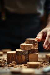 Wooden block stacking hand artisan craft