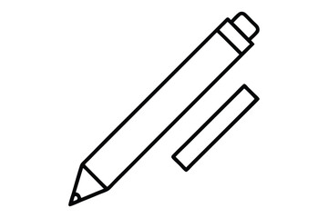 Minimal Back to School Outline Icons of Supplies, Pencil, Ruler, Bag and Blackboard