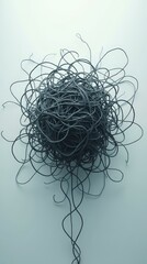 Chaotic cable web &mdash; vertical visual for modern technology and burnout topics