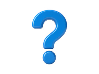 A Glossy Light Blue Question Mark Symbol on a transparent background